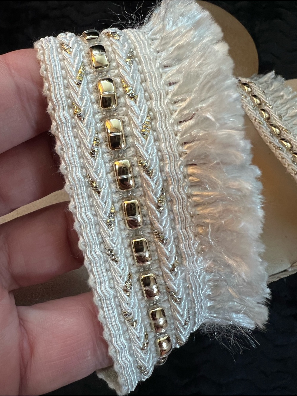 Italian Shoemakers Women’s Fringe Espadrille Wedge Sandals-Beige & White-Size 9 - Picture 11 of 12